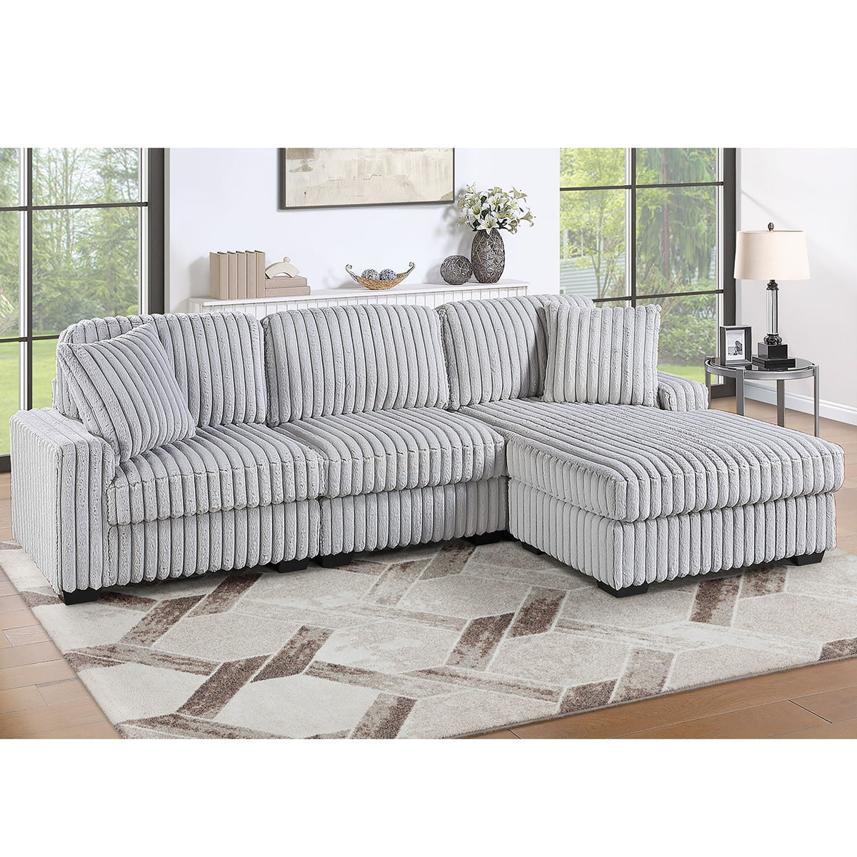 Sectional Sofa Set With Reversible Chaise, Living Room Furniture Home Essentials
