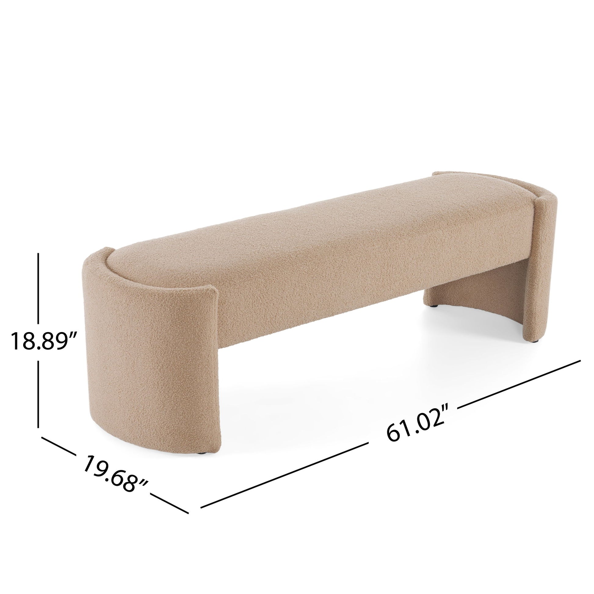 Simple Long Ottoman Bench - Light Camel Noble House