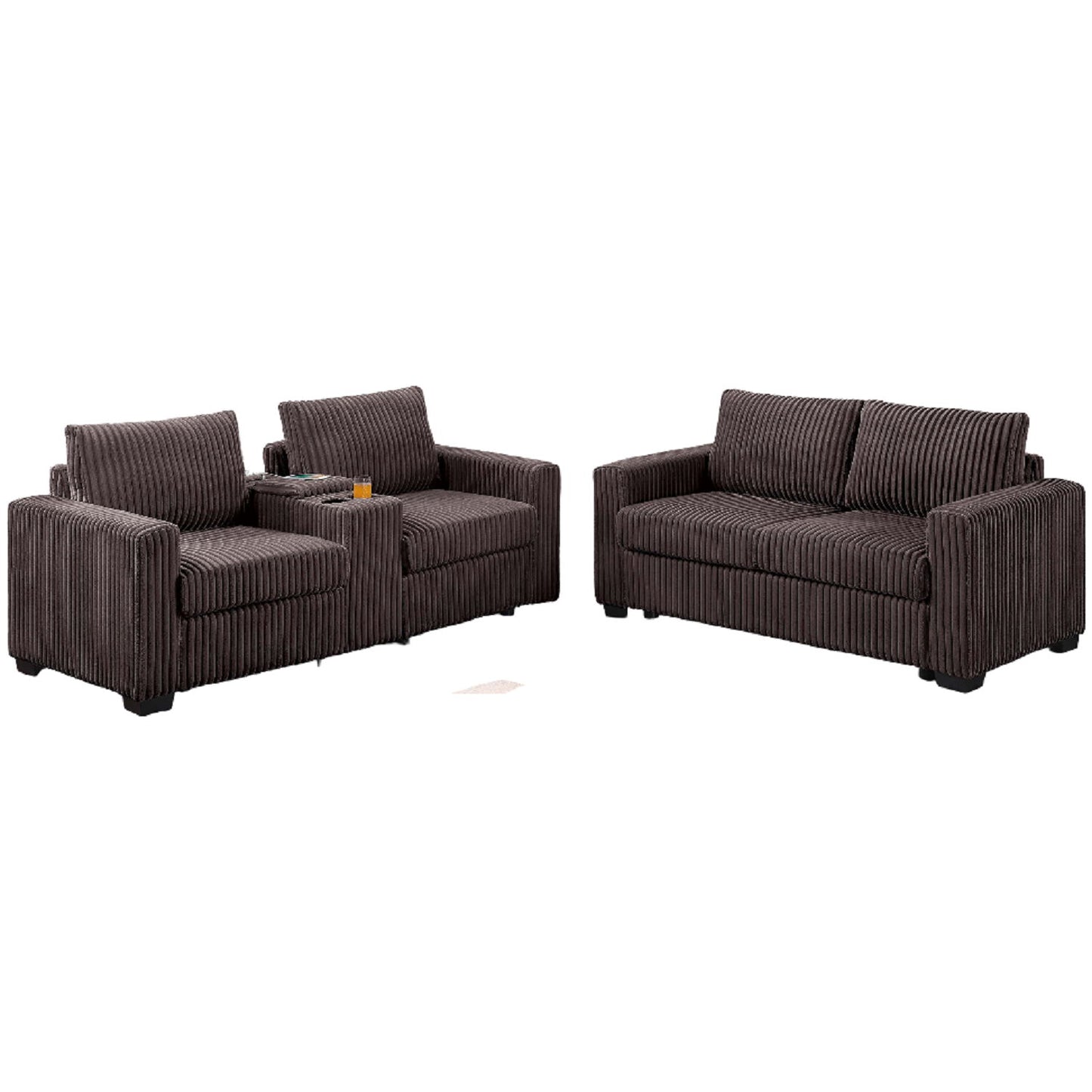 Modern Style 2 Piece Sofa Set With Cup Holders & Charging Port Home Essentials
