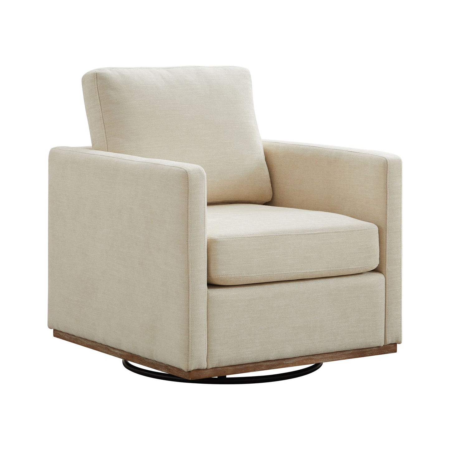 Modern Square Upholstered Swivel Accent Chair With Metal Base Home Essentials