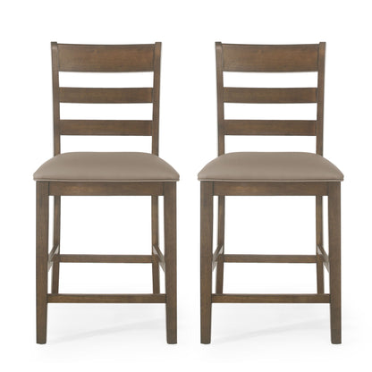 Farmhouse Upholstered Wood Counter Stools Noble House