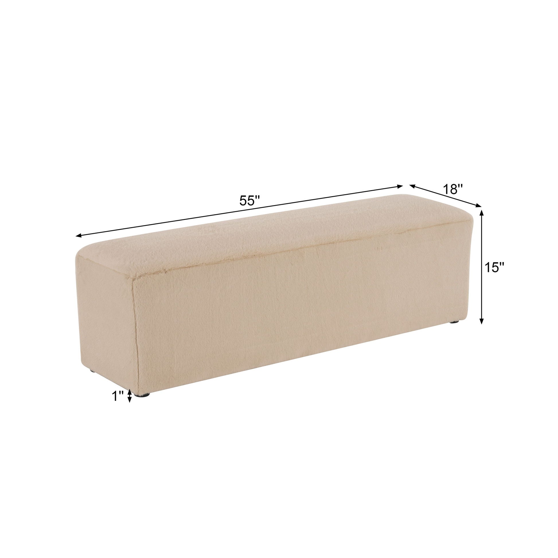 Long Plush Ottoman, Simple Footstool And Seat For Home Use - Almond Noble House