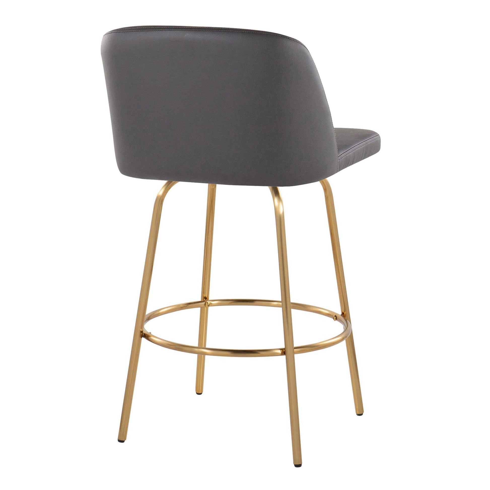 Toriano - Contemporary, Fixed Height Counter Stool With Swivel With Round Footrest (Set of 2) Lumi Source