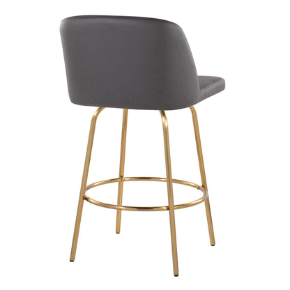 Toriano - Contemporary, Fixed Height Counter Stool With Swivel With Round Footrest (Set of 2) Lumi Source