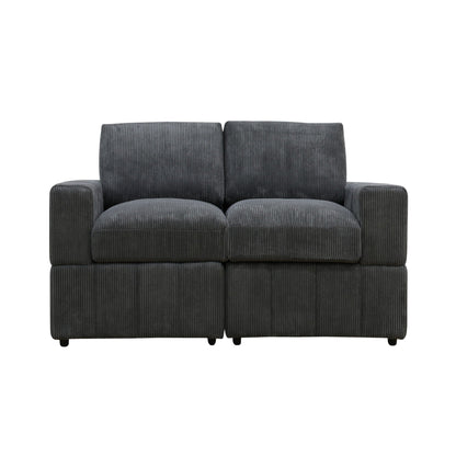 Oversized Modular Loveseat, 2 Piece Living Room Sofa Set - Dark Gray Home Essentials