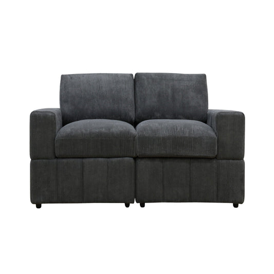 Oversized Modular Loveseat, 2 Piece Living Room Sofa Set - Dark Gray Home Essentials