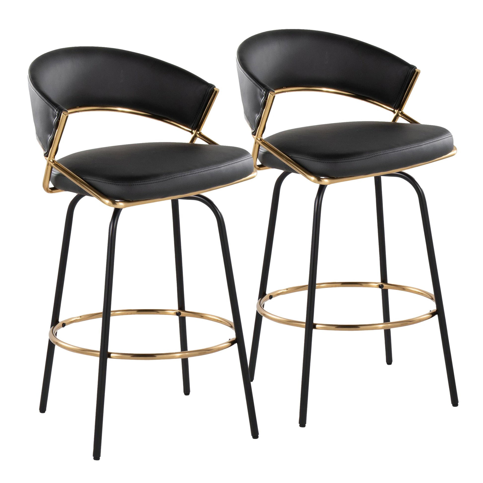 Jie - Fixed Height Contemporary Counter Stool With Swivel Round Footrest (Set of 2) Lumi Source