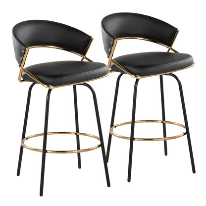 Jie - Fixed Height Contemporary Counter Stool With Swivel Round Footrest (Set of 2) Lumi Source