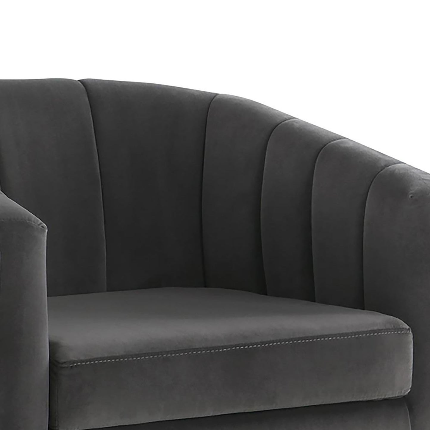 Tufted Barrel Accent Chair Upholstered Lounge Chair - Gray Furniture Max