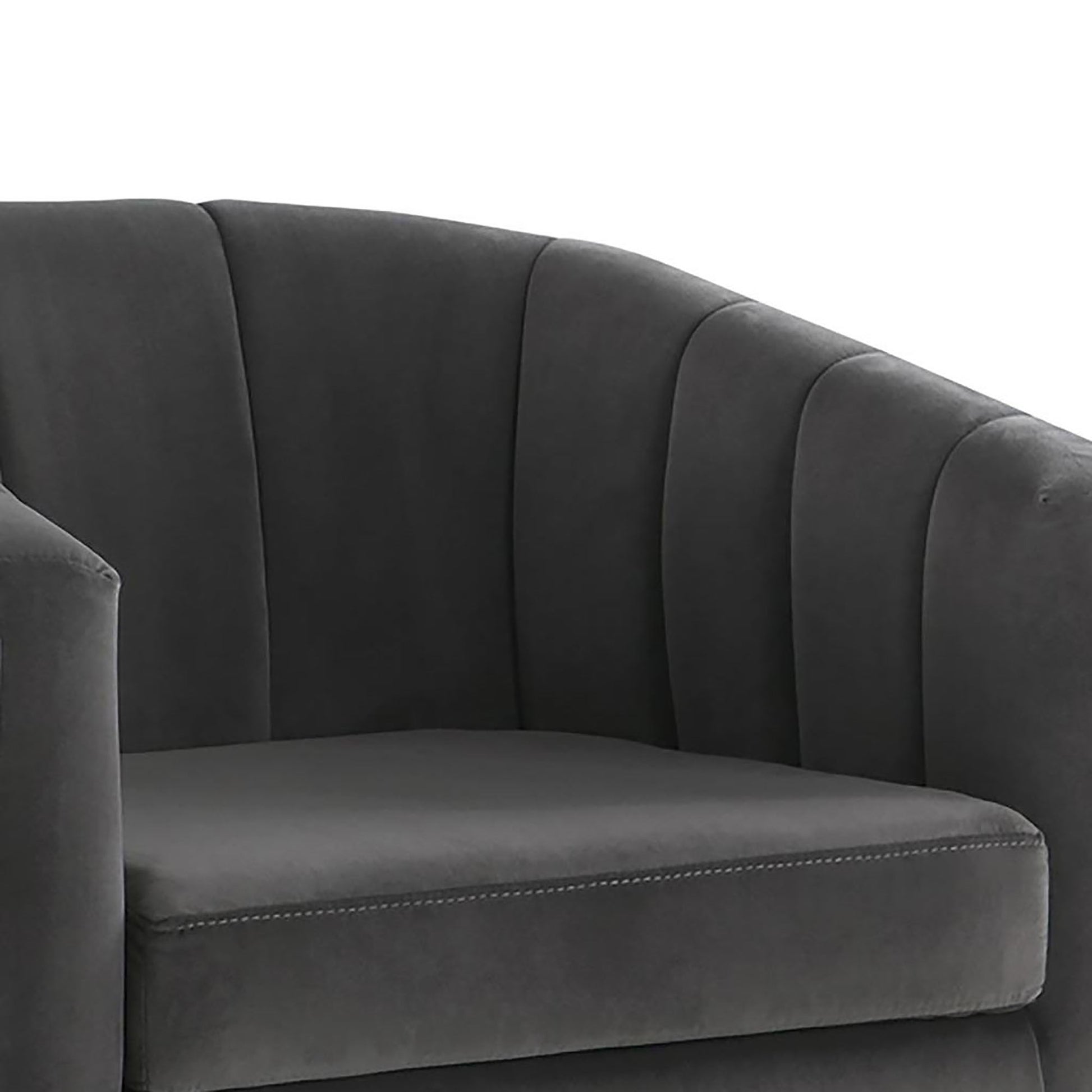Tufted Barrel Accent Chair Upholstered Lounge Chair - Gray Furniture Max