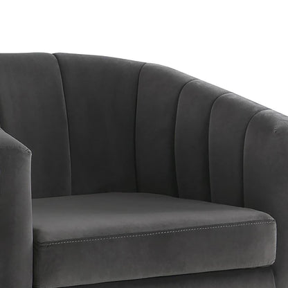 Tufted Barrel Accent Chair Upholstered Lounge Chair - Gray Furniture Max