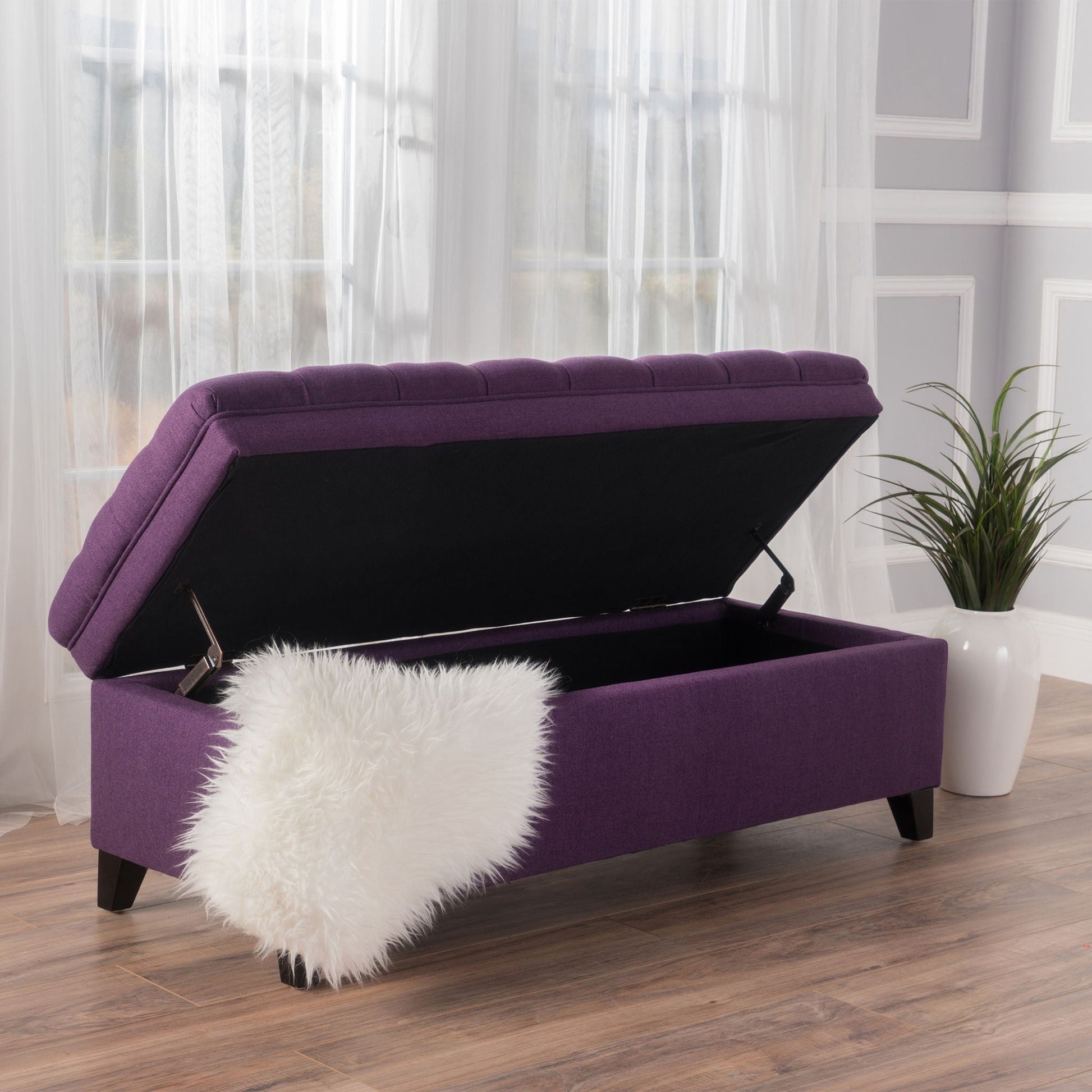 Juliana - Storage Ottoman With Birch Legs Noble House
