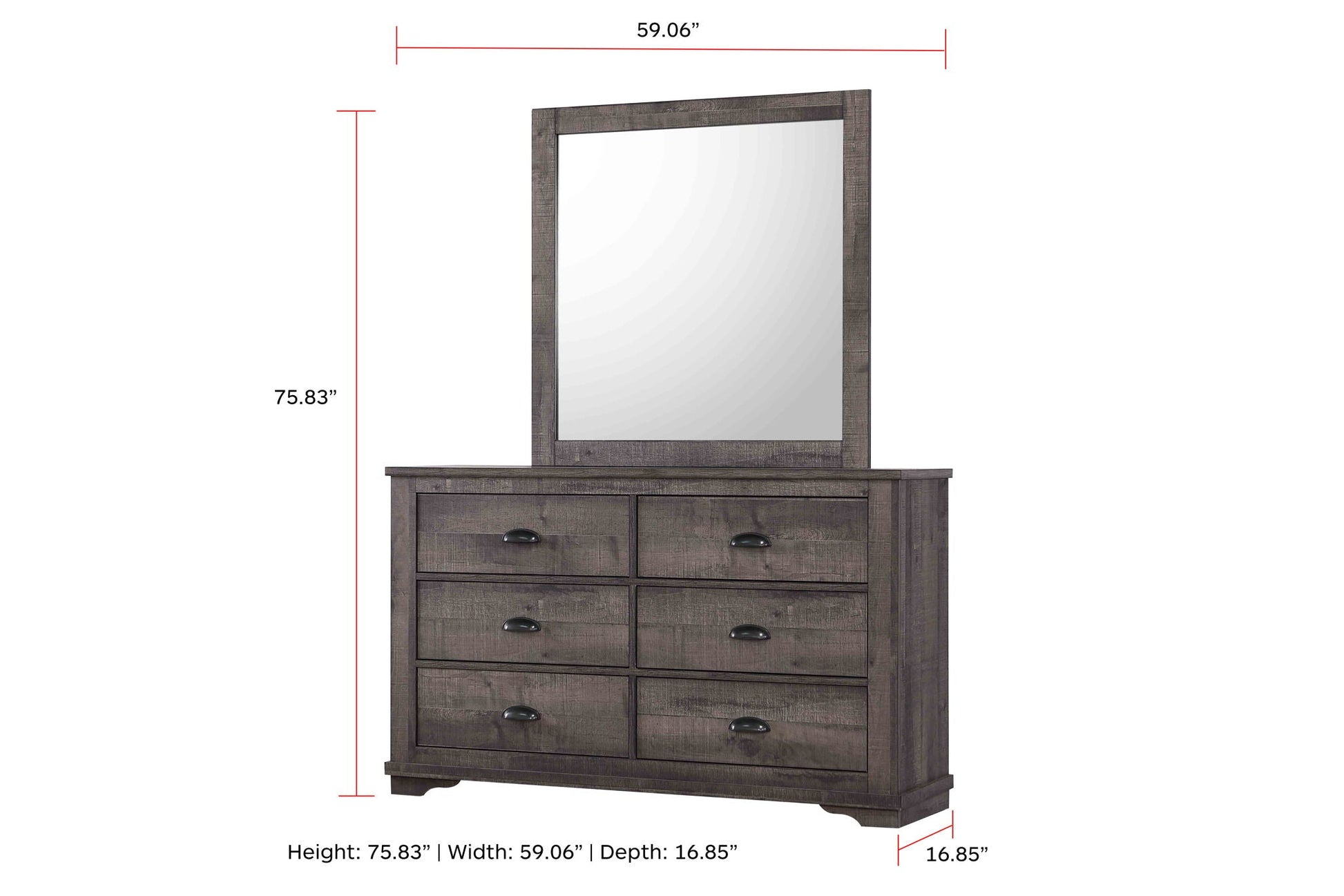 Coralee - Dresser, Mirror Crown Mark