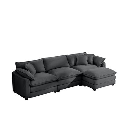 Modern Oversized Modular Cushion Sofa With Ottoman, Low Back, Deep Seating Sofa Set Home Essentials