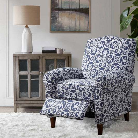 Kirby - Push Back Recliner - Navy Multi Madison Park
