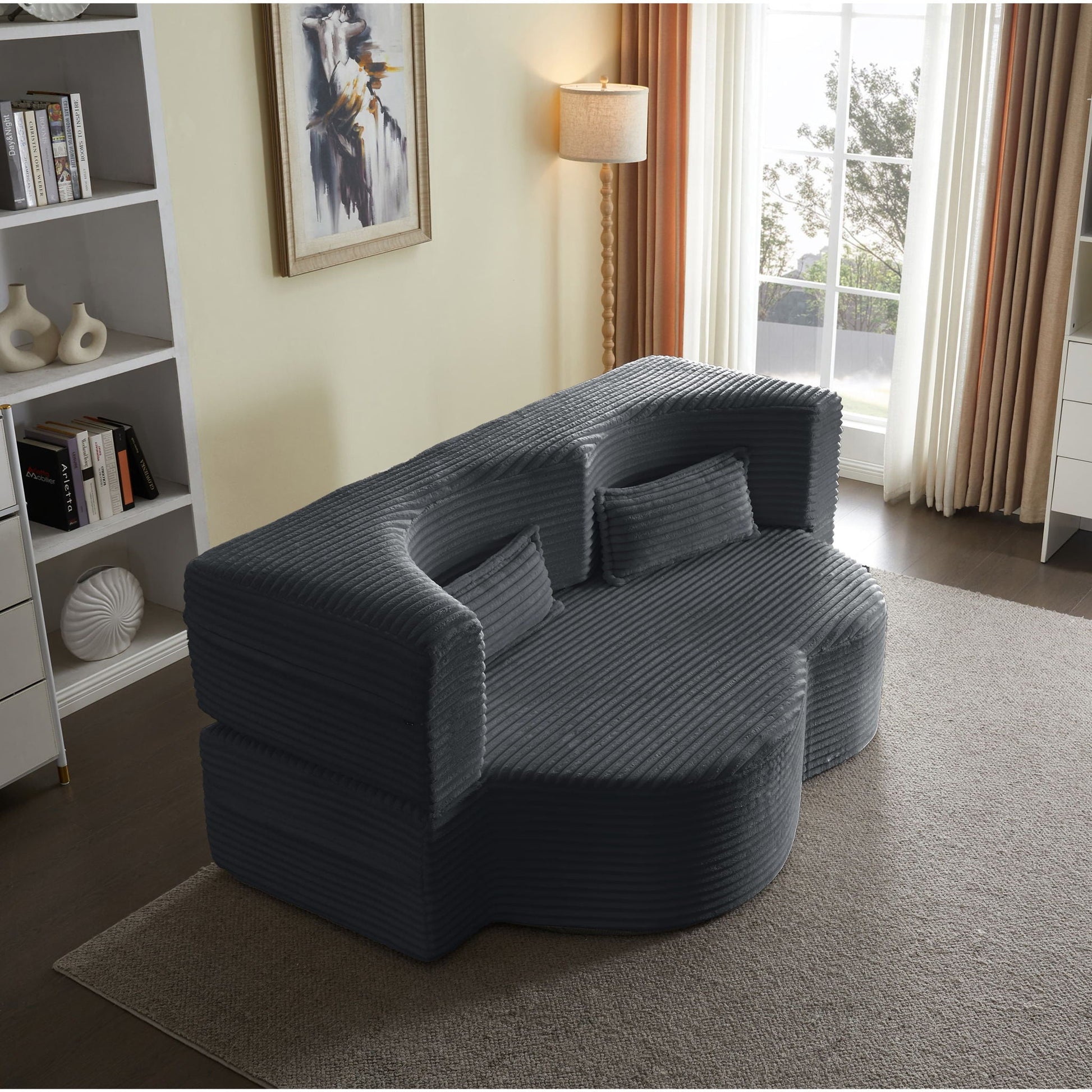 Floor Convertible Sleeper Sofa Bed With 2 Pillows Home Essentials