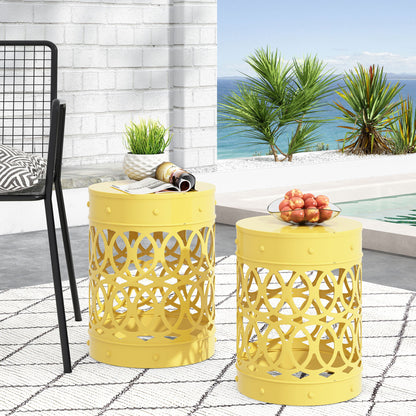 Outdoor Metal S/2 End Table Noble House
