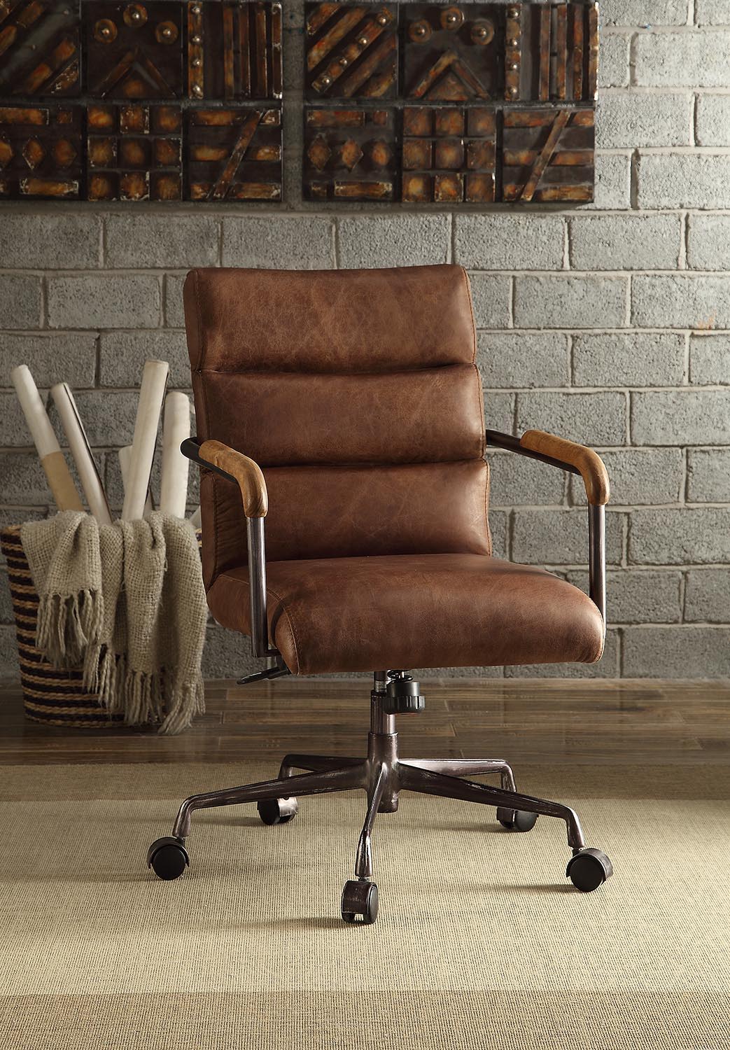 Harith - Retro Top Grain Leather Office Chair Acme