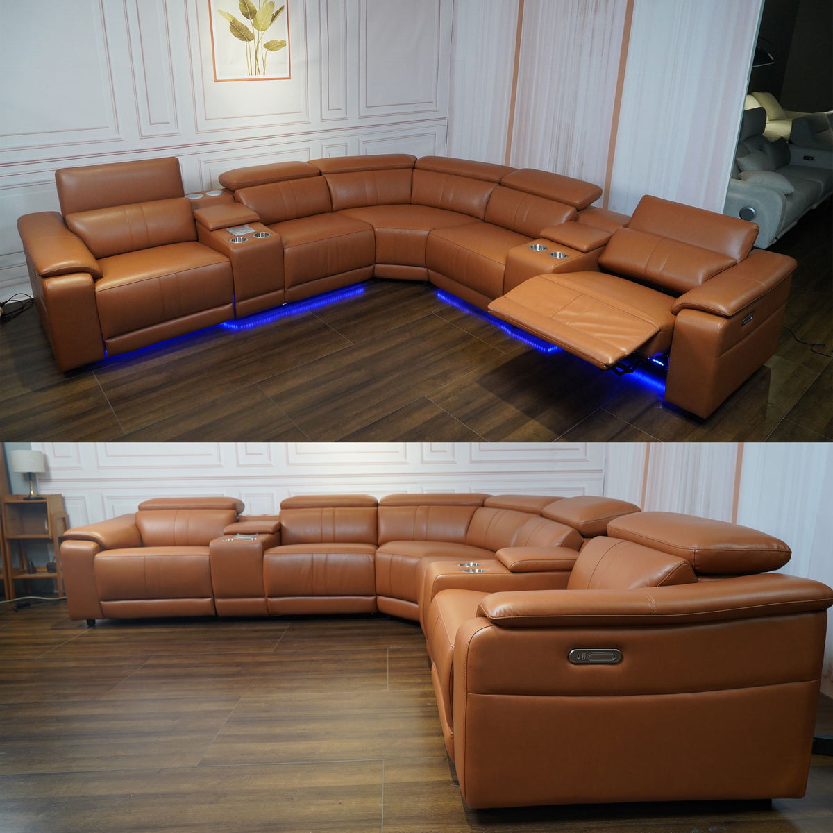 L - Shaped Recliner Sectional Sofa With Bluetooth Speakers, Wireless Charging, LED Lights Home Essentials