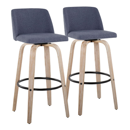 Toriano - Mid-Century Modern Fixed Height BarStool With Round Footrest (Set of 2) Lumi Source