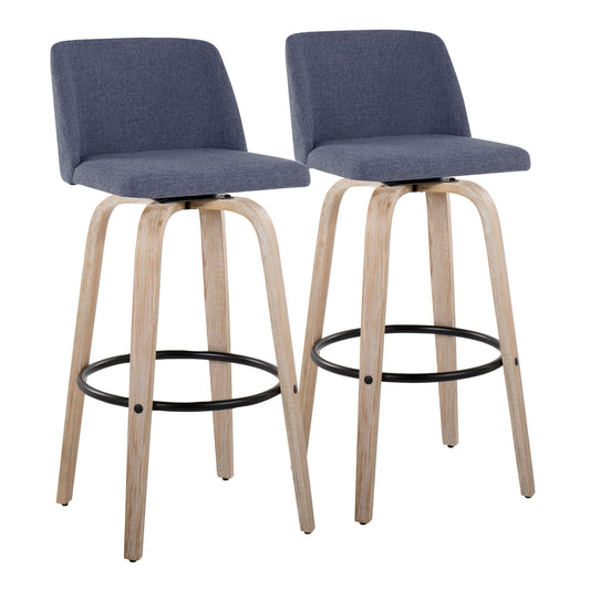 Toriano - Mid-Century Modern Fixed Height BarStool With Round Footrest (Set of 2) Lumi Source