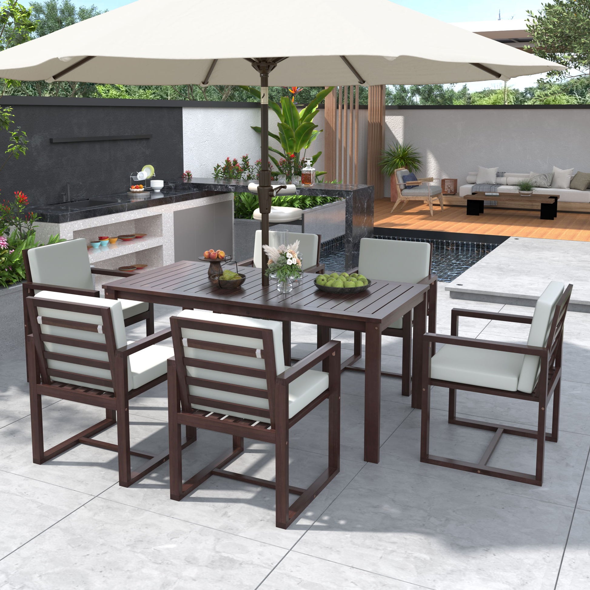 Patio Dining Set Outdoor Dining Table And Chair Set With And Removable Cushions For Patio Hearth and Haven
