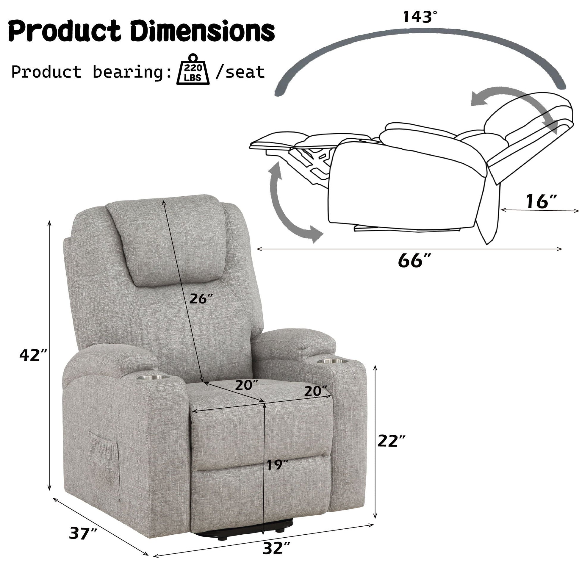 Recliner With Power Lift & Massage Acme