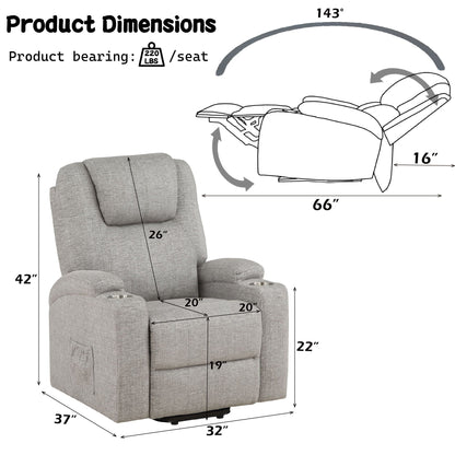 Recliner With Power Lift & Massage Acme