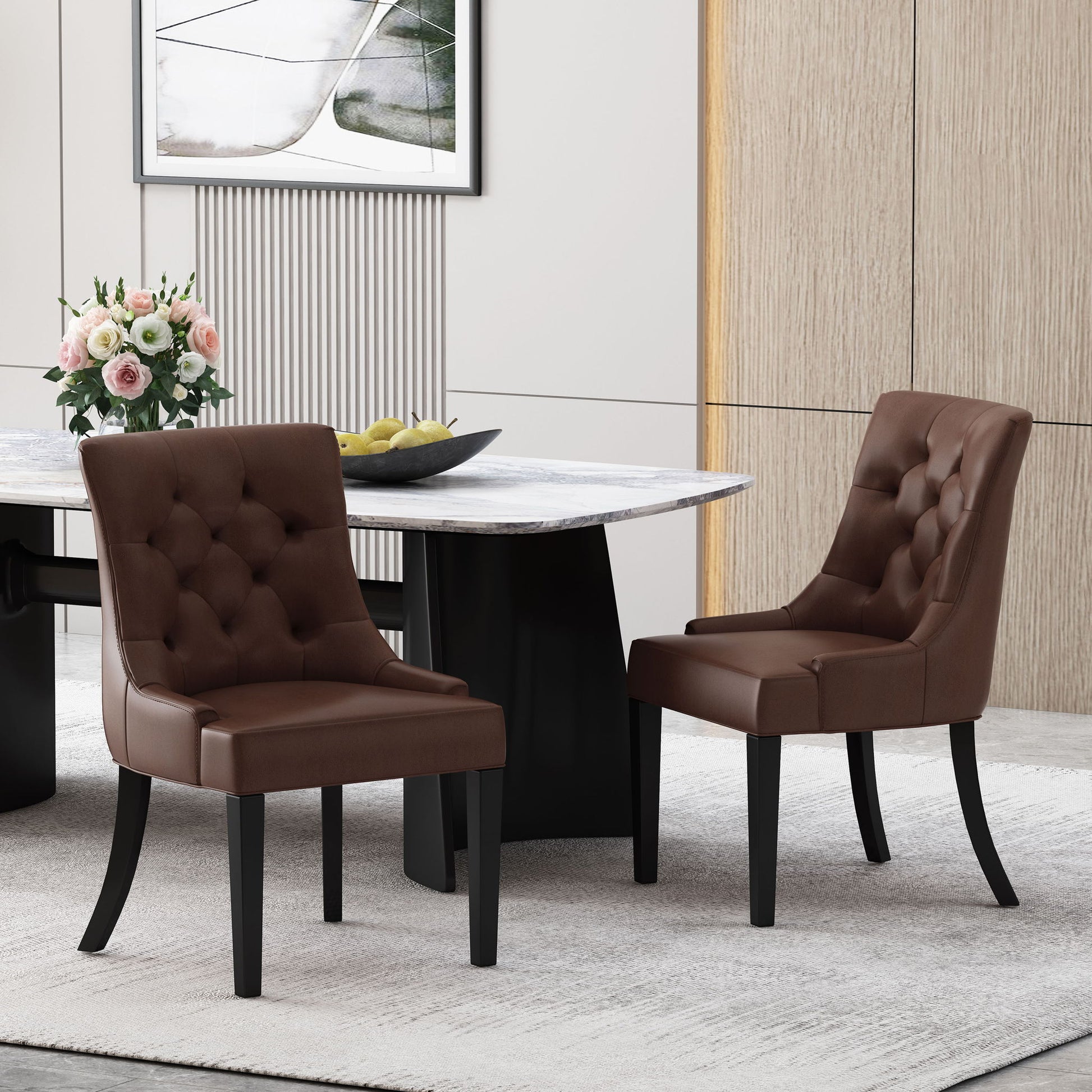 Cheney - Contemporary Dining Chair Tufted Upholstery (Set of 2) Noble House