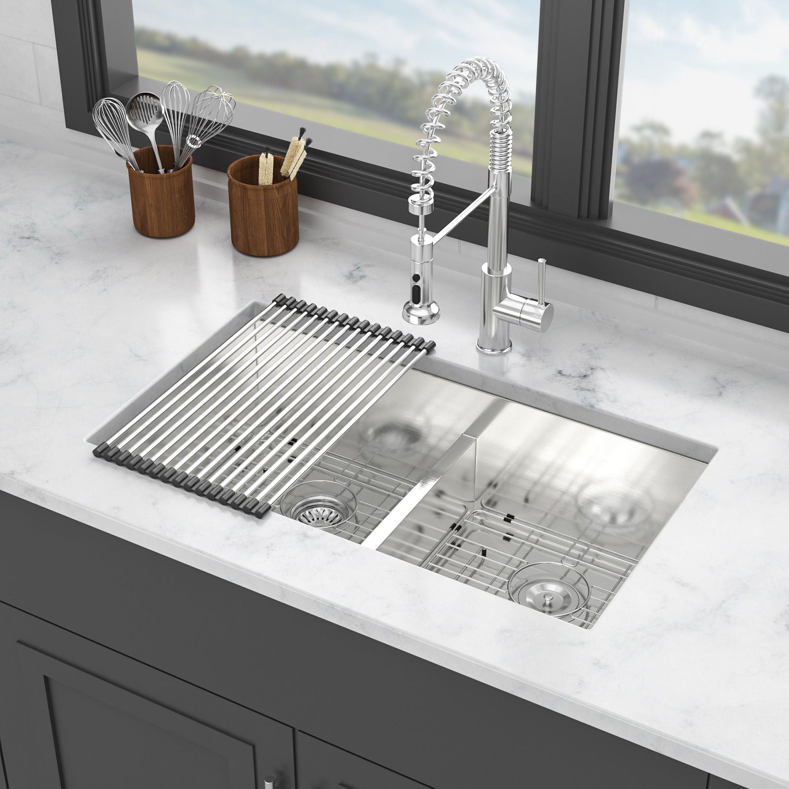 Modern Double Bowl Undermount Sink Design With 10" Deep Basins Daily Nest