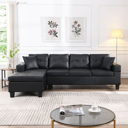 Modern Sectional Sofa Set With L Shape Chaise Lounge, Cup Holder, 4 Seat Home Essentials