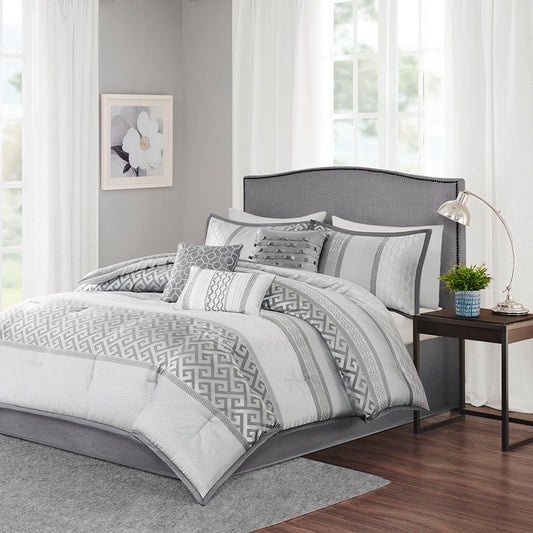 Bennett - Queen Piece Comforter (Set of 7) - Gray - Snoozhouse