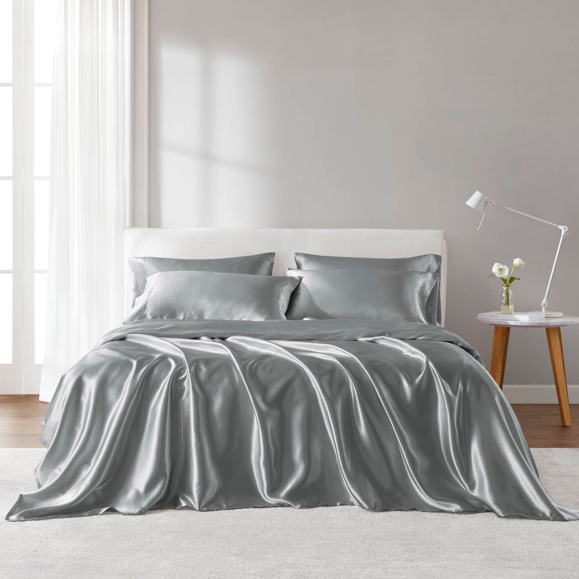 Satin - Queen Wrinkle - Free Luxurious (Set of 6) - Gray Madison Park Essentials