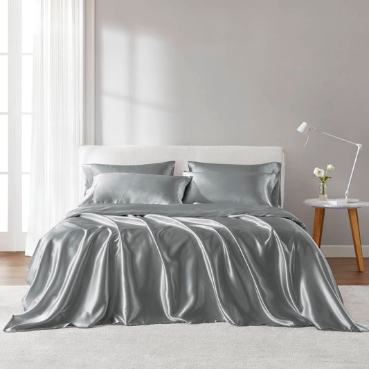 Satin - Queen Wrinkle - Free Luxurious (Set of 6) - Gray Madison Park Essentials