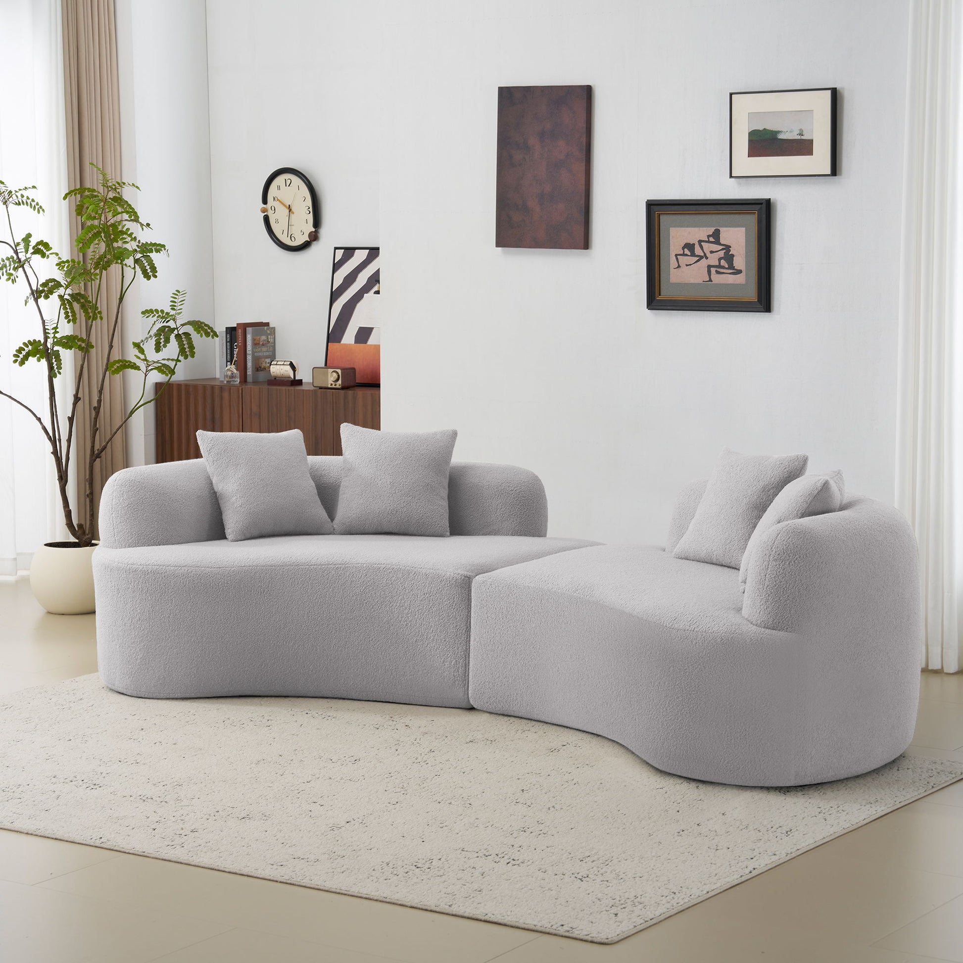 Curved 4 Seater Full Compression Sponge Sofa Home Essentials