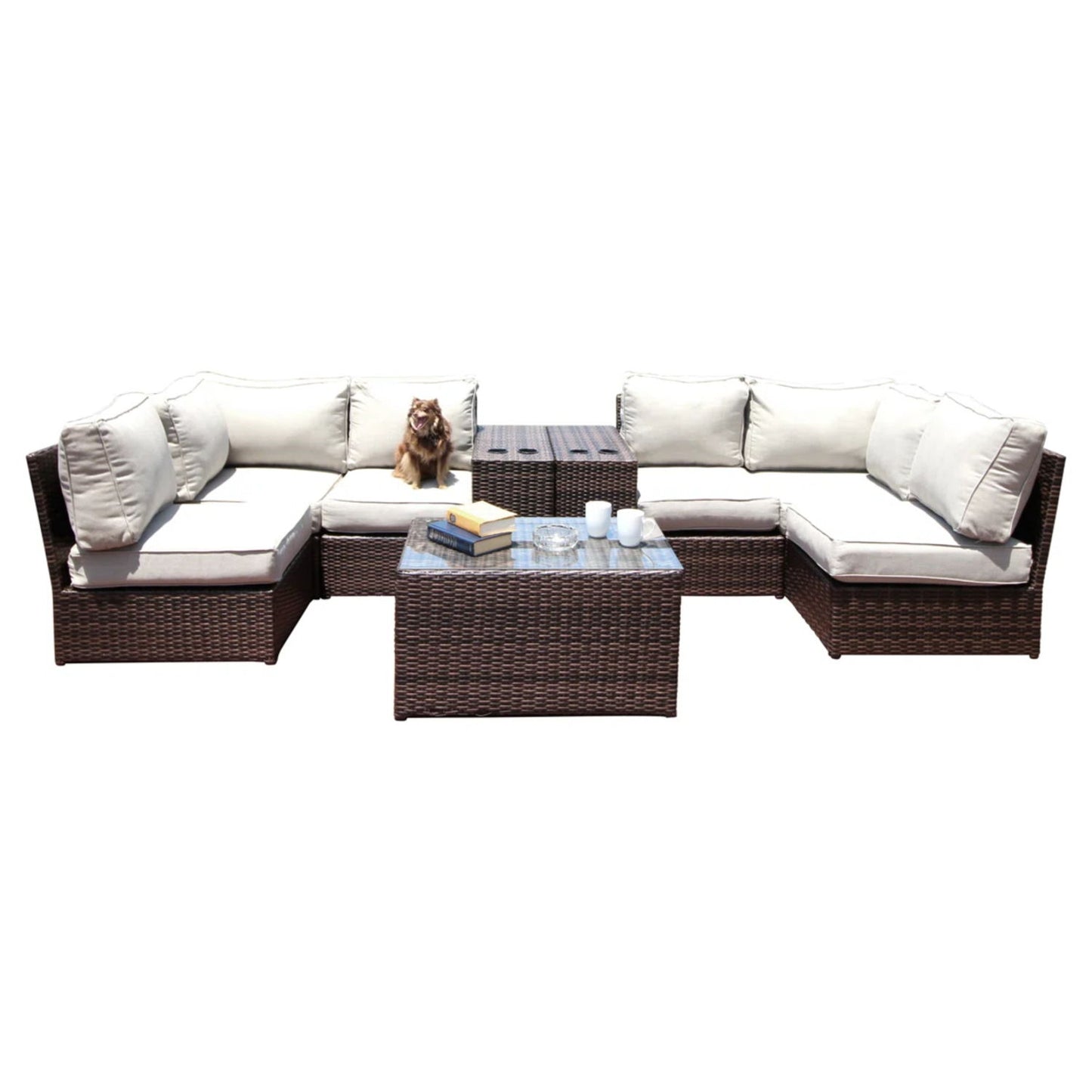 Comfortable Modern Patio Rattan Sectional Set With Cushions LSI Patio Furniture