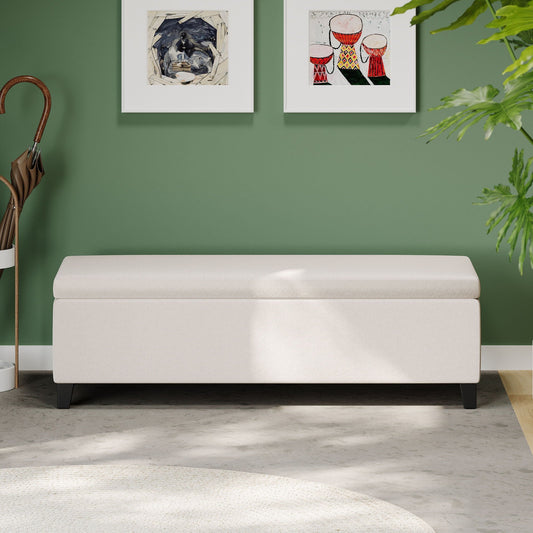 Storage Ottoman For Living Room, Bedroom - White Noble House