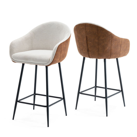 Modern Style Counter Height Bar Stools, With Comfortable Upholstery, Durable Metal Legs Ensure Stability - Brown Noble House
