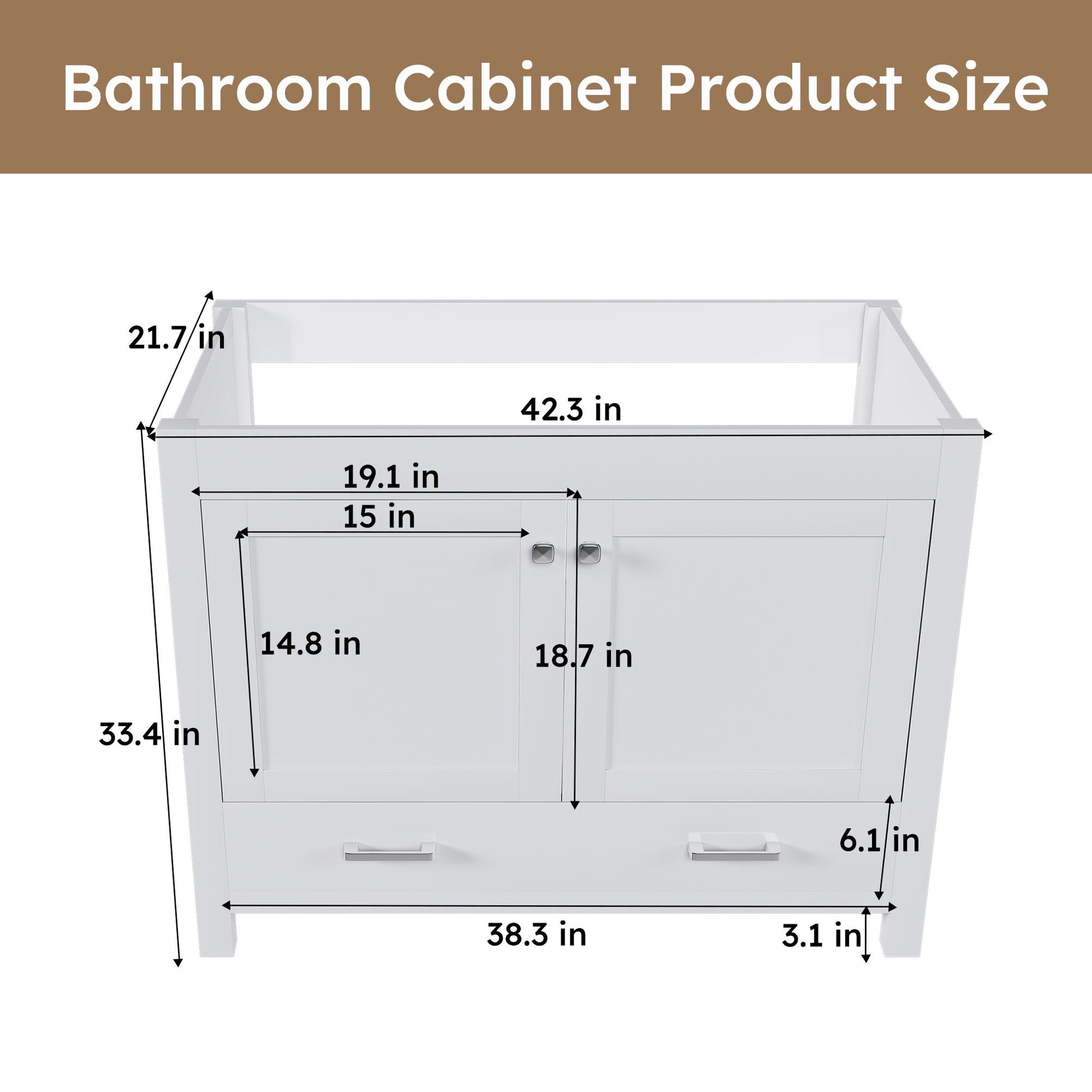 42" Bathroom Vanity Base With Doors And Drawer - White Home Essentials