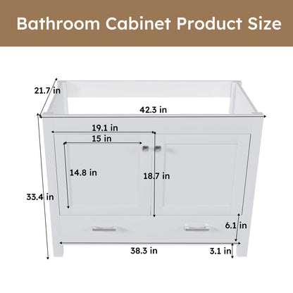 42" Bathroom Vanity Base With Doors And Drawer - White Home Essentials