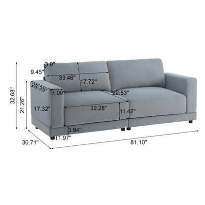 Modern Square Arm Sofa With Soft Fabric Upholstery, Deep Cushions Noble House