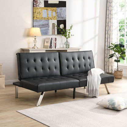 Contemporary Wood Frame Sofa Bed With Stainless Legs - Black Home Essentials