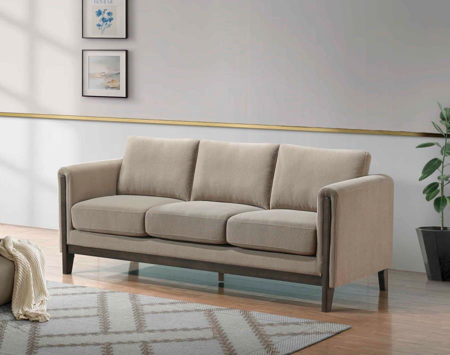 Islington - Fabric Upholstered Panel Arm Sofa - Taupe Coaster Fine Furniture