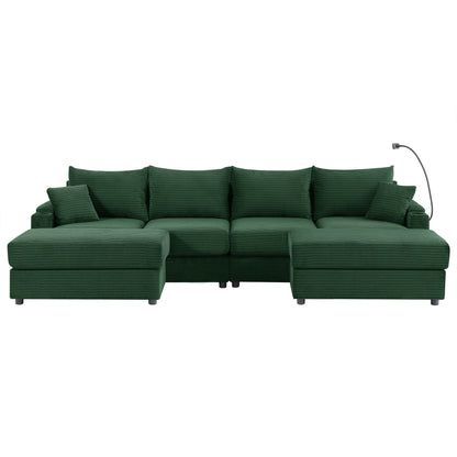 Modern Style Loveseat Sofa Sectional Sofa Couch With Storage Space, A Movable Ottoman, Two USB Ports, Two Cup Holders, A Phone Holder For Living Room Hearth and Haven