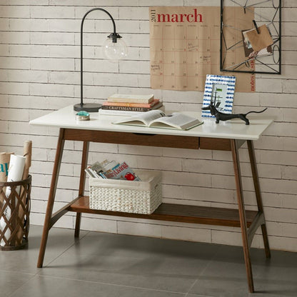 Parker - Desk With Storage Shelf - Off White / Pecan JLA