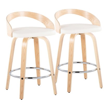 Grotto - Contemporary Fixed Height Counter Stool With Swivel With Round Footrest (Set of 2) Lumi Source