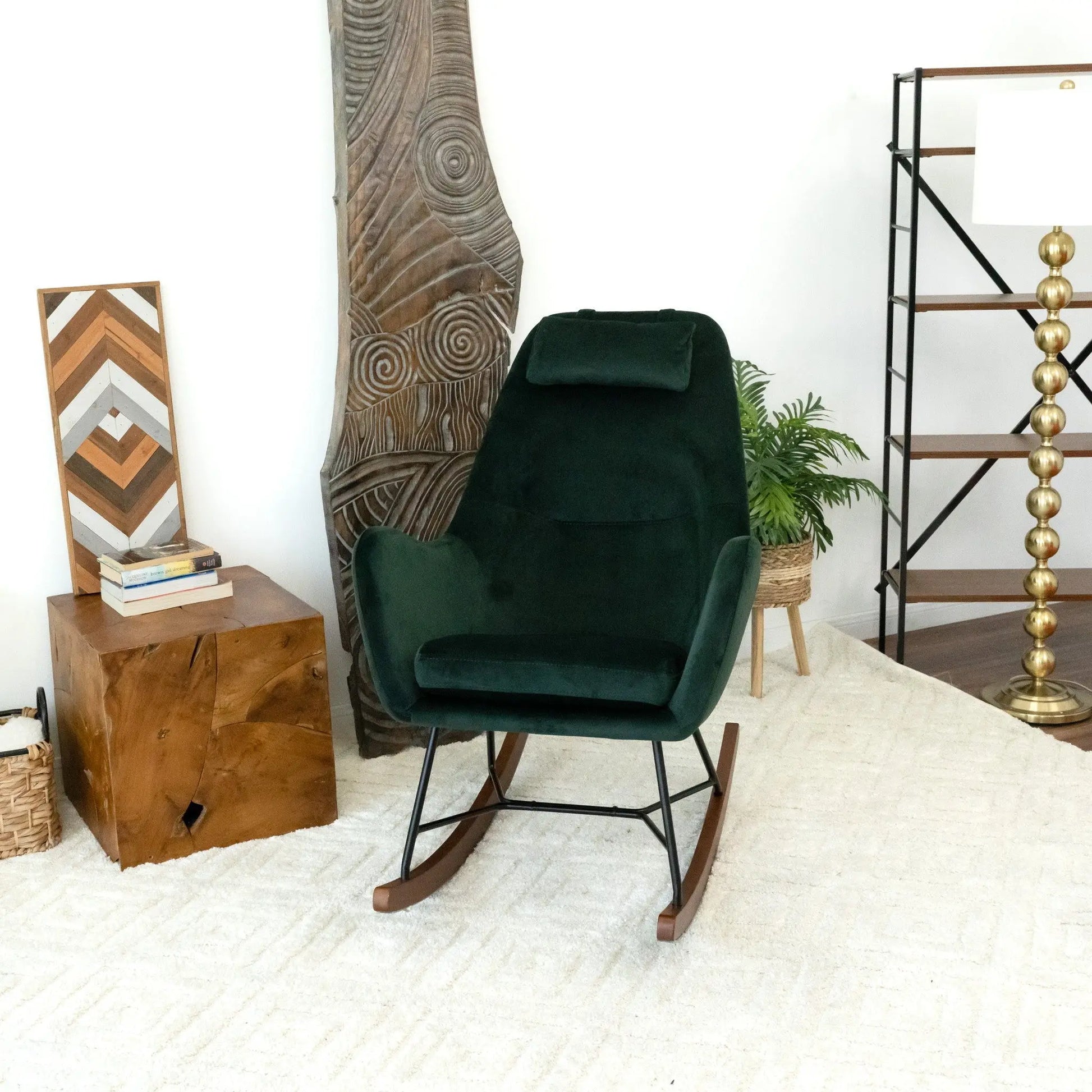 Chel - Mid-Century Modern Velvet Rocking Chair Ashcroft Furniture