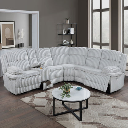 U-Shaped Sectional Sofa With Console Cup Holder, Storage Drawer, Manual Reclining Home Essentials