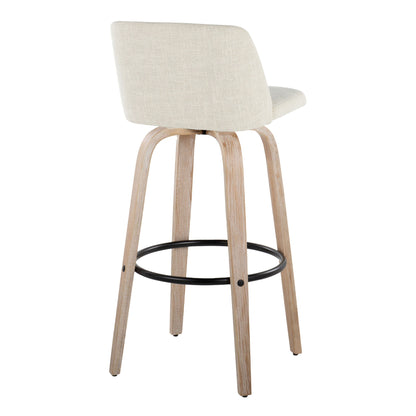 Toriano - Contemporary Fixed Height Barstool Swivel And Round Footrest (Set of 2) Lumi Source
