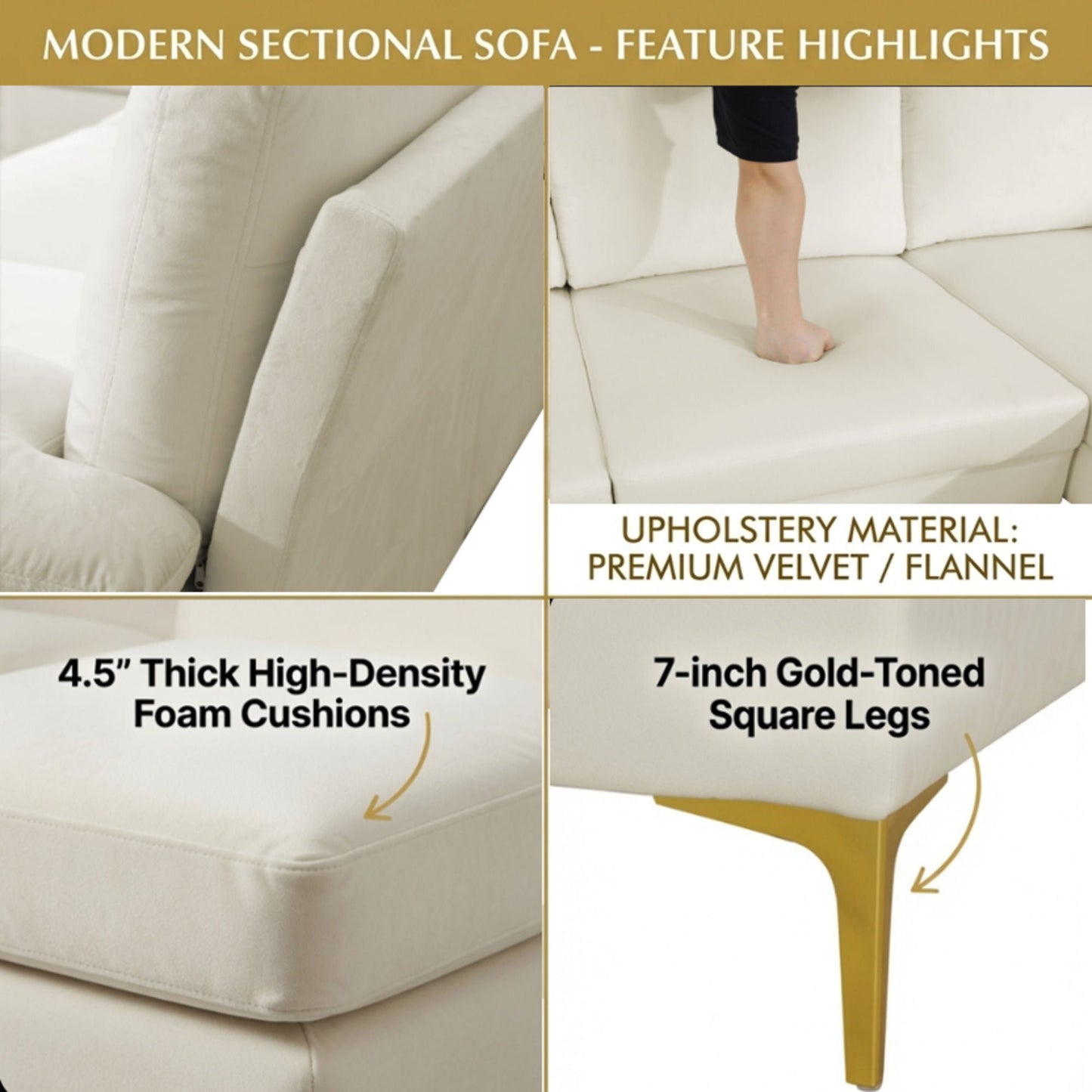 U - Shaped Sectional Sofa With Double Chaise Home Essentials